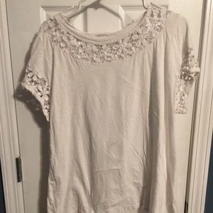 White shirt with crochet pattern along